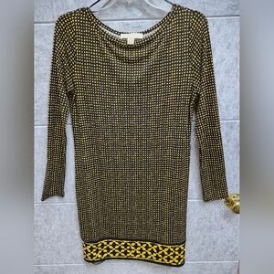 Michael Kors Black and Yellow Long Sleeve Dress